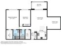 Two-bedroom, two-bath condo floor plan featuring an open layout and balcony at 7910 E Camelback Rd # 312, Scottsdale, AZ 85251