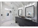 Modern bathroom with double vanity and walk-in shower at 6912 E Larkspur Dr, Scottsdale, AZ 85254