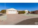 Single story home with a two car garage and mature shrubs at 9526 W Briarwood N Cir, Sun City, AZ 85351