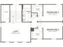 Upstairs floor plan with 3 bedrooms, 1 bath and a loft at 12362 W Marguerite Ave, Avondale, AZ 85323