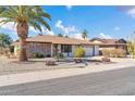 Front view of a ranch style house with a large palm tree at 12611 W Gable Hill Dr, Sun City West, AZ 85375