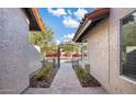 Pathway leading to the house with wrought iron gate at 9230 N 104Th Pl, Scottsdale, AZ 85258