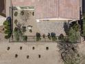 Top-down view of patio, landscaping, and fence at 36168 N Stoneware Dr, Queen Creek, AZ 85140