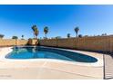 Enjoy this sparkling private pool surrounded by palm trees and a block fence at 3801 W Barnes Ln, Phoenix, AZ 85051