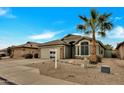 Single-story house with neutral exterior, two-car garage, and palm tree at 8533 E Monte Ave, Mesa, AZ 85209