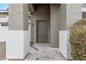 Front entrance with a green door and stone columns at 44230 W Palmen Dr, Maricopa, AZ 85138
