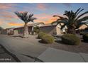 House exterior at sunset with palm trees and landscaping at 11422 W Pinehollow Dr, Surprise, AZ 85378