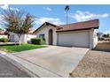 Attractive single-story home with a well-manicured lawn, a mature tree, and a spacious driveway at 12087 S Paiute St, Phoenix, AZ 85044