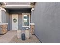 Front entry with white door, stone accents, and potted plants at 2683 E Indigo Pl, Chandler, AZ 85286