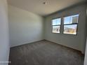 Bright bedroom with neutral carpet, large windows offering lots of natural light, and fresh paint at 46905 W Old Timer Rd, Maricopa, AZ 85139