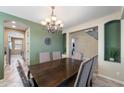 Elegant dining room featuring a chandelier, decorative walls, and views of the staircase at 3115 E Turnberry Dr, Gilbert, AZ 85298