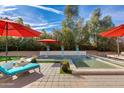 Stunning pool with water features, sun loungers, and well manicured landscaping at 4453 E Whitney Ln, Phoenix, AZ 85032