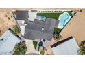 Aerial view showcasing the home, pool, backyard, and landscaping at 2217 N 79Th St, Scottsdale, AZ 85257