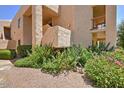 Condo building exterior with lush landscaping at 9275 E Mission Ln # 207, Scottsdale, AZ 85258