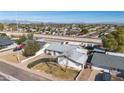 Overhead view of a home with an in-ground pool, set in a neighborhood with easy access to canals at 2113 N 66Th St, Scottsdale, AZ 85257