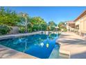 Refreshing pool with a large deck, manicured landscaping and multiple seating areas for ultimate outdoor enjoyment at 3010 E Cedar Dr, Chandler, AZ 85249
