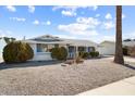 Single story home featuring desert landscaping with bushes and a mature palm tree in the front yard at 10423 W Monterosa Dr, Sun City, AZ 85351