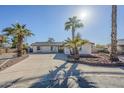 Attractive single-story home with well-maintained landscaping, palm trees, and a long driveway at 4501 E Osage Ct, Phoenix, AZ 85044