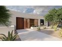 Modern home featuring desert landscaping, a light brick exterior, and a wooden slat accent wall at 6232 E Bret Hills Dr, Paradise Valley, AZ 85253