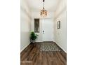 Foyer features wood floors, a patterned area rug, and a white front door with an overhead light fixture at 4887 E Armor St, Cave Creek, AZ 85331