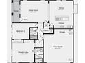 Detailed floor plan showcasing the layout of the bedrooms, bathrooms, kitchen, and living spaces at 3801 N 99Th Dr, Avondale, AZ 85392