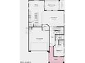 Open-concept floor plan showcasing the kitchen, dining area, great room, garage, and one downstairs bedroom at 16792 W Hope Dr, Surprise, AZ 85388