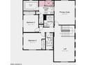Upstairs floor plan highlighting a primary suite, bedrooms 2 and 3, plus a laundry room at 16792 W Hope Dr, Surprise, AZ 85388