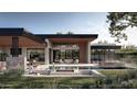 Modern home showcasing a luxurious pool with a fire pit and outdoor seating for relaxation and entertaining at 9790 N 56Th St, Paradise Valley, AZ 85253