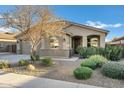 Well-maintained single-story home with a two-car garage and desert landscaping in front at 123 W Sweet Shrub Ave, San Tan Valley, AZ 85140