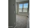 Bright bedroom with neutral carpet, paint and filled with natural light from two large windows at 17916 W Puget Ave, Waddell, AZ 85355