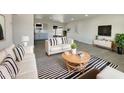 Bright living room with neutral decor, stylish striped rug, and comfortable seating arrangement, creating an inviting atmosphere at 470 S Daley --, Mesa, AZ 85204