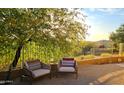 Comfortable back patio area with brick pavers, wrought iron fence and desert landscaping at 6230 S Mesa Vista Dr, Gold Canyon, AZ 85118