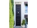 Impressive, custom front door framed by lush greenery for enhanced curb appeal at 7242 E Joshua Tree Ln, Scottsdale, AZ 85250