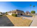 Single level home featuring desert landscaping, a two car carport, and palm trees at 10521 W Roundelay Cir, Sun City, AZ 85351