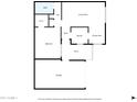 Detailed floor plan showcasing the layout of the home, including the kitchen, living room, and bedroom at 9751 W Royal Ridge Dr, Sun City, AZ 85351