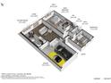 Detailed floor plan shows layout with dimensions for living spaces and garage at 1706 E Lindrick Dr, Chandler, AZ 85249