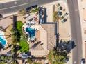 Aerial view of a home with a pool, lush landscaping, and a spacious backyard at 301 E Carol Ann Way, Phoenix, AZ 85022