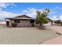 Lovely single-story home with a two-car garage, low-maintenance yard, and a long, spacious driveway at 9703 W Forrester Dr, Sun City, AZ 85351