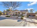 Beautiful single-Gathering home with desert landscaping, light-colored exterior, and a welcoming front porch at 19025 E Raven Dr, Queen Creek, AZ 85142