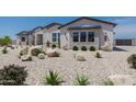 Charming single-story home with xeriscaping, decorative boulders, and vibrant barrel cactus at 27776 N Gary Rd, Queen Creek, AZ 85144