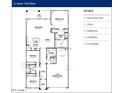 Detailed first floor floorplan featuring an open concept living space, three bedrooms, two baths and a three car garage at 24192 W Agora Ln, Buckeye, AZ 85326