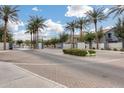 Gated community entrance with palm trees and manicured landscaping at 2402 E 5Th St # 1742, Tempe, AZ 85288