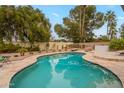 Beautiful backyard features a large pool, mature trees, and a relaxing patio area at 5650 E Presidio Rd, Scottsdale, AZ 85254