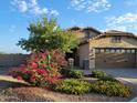 Charming single-story home with a landscaped front yard, colorful shrubbery and attached two-car garage at 17530 W Oberlin Way, Surprise, AZ 85387