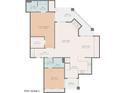 Detailed floor plan showcasing the layout with two bedrooms, living spaces, balconies, and kitchen at 9445 N 94Th Pl # 201, Scottsdale, AZ 85258
