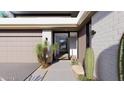 Inviting front entrance with desert landscaping, a modern aesthetic, and a peek into the home's interior at 1830 E Palmaire Ave, Phoenix, AZ 85020