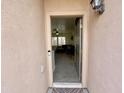 A welcoming home entryway, viewed from the outside, leads into a carpeted living room with a ceiling fan and large windows at 671 E Colt Ct, Chandler, AZ 85225