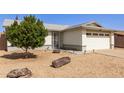 Single-story home with desert landscaping, featuring a tree and rock accents at 7220 W Medlock Dr, Glendale, AZ 85303