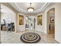 Grand foyer featuring recessed lighting, art niches, and a decorative mosaic inlay at 34014 N 43Rd St, Cave Creek, AZ 85331