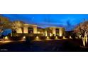 Elegant home with beautiful outdoor lighting, showcasing architectural details at 28304 N 141St Way, Scottsdale, AZ 85262